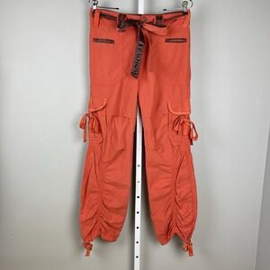 Vintage Blue Exchange Cargo Pants‎ Womens M Orange Brown Strappy Y2K Baggy